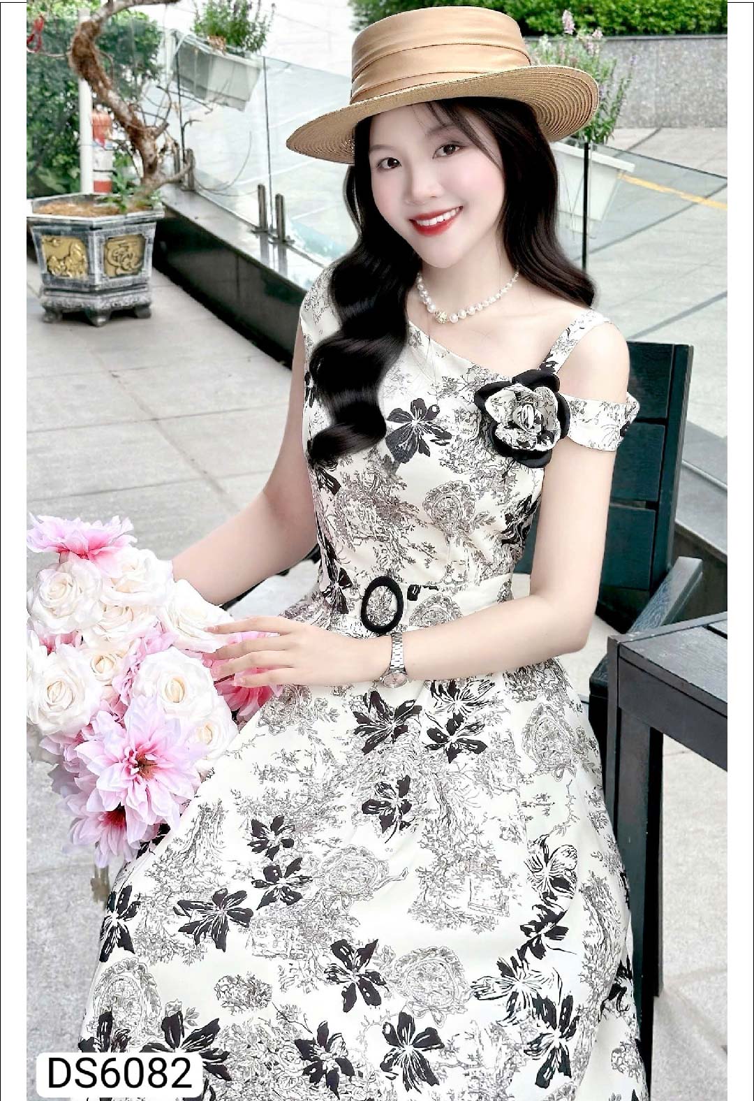 ĐẦM GẤM HOA CAO CẤP – DS6082