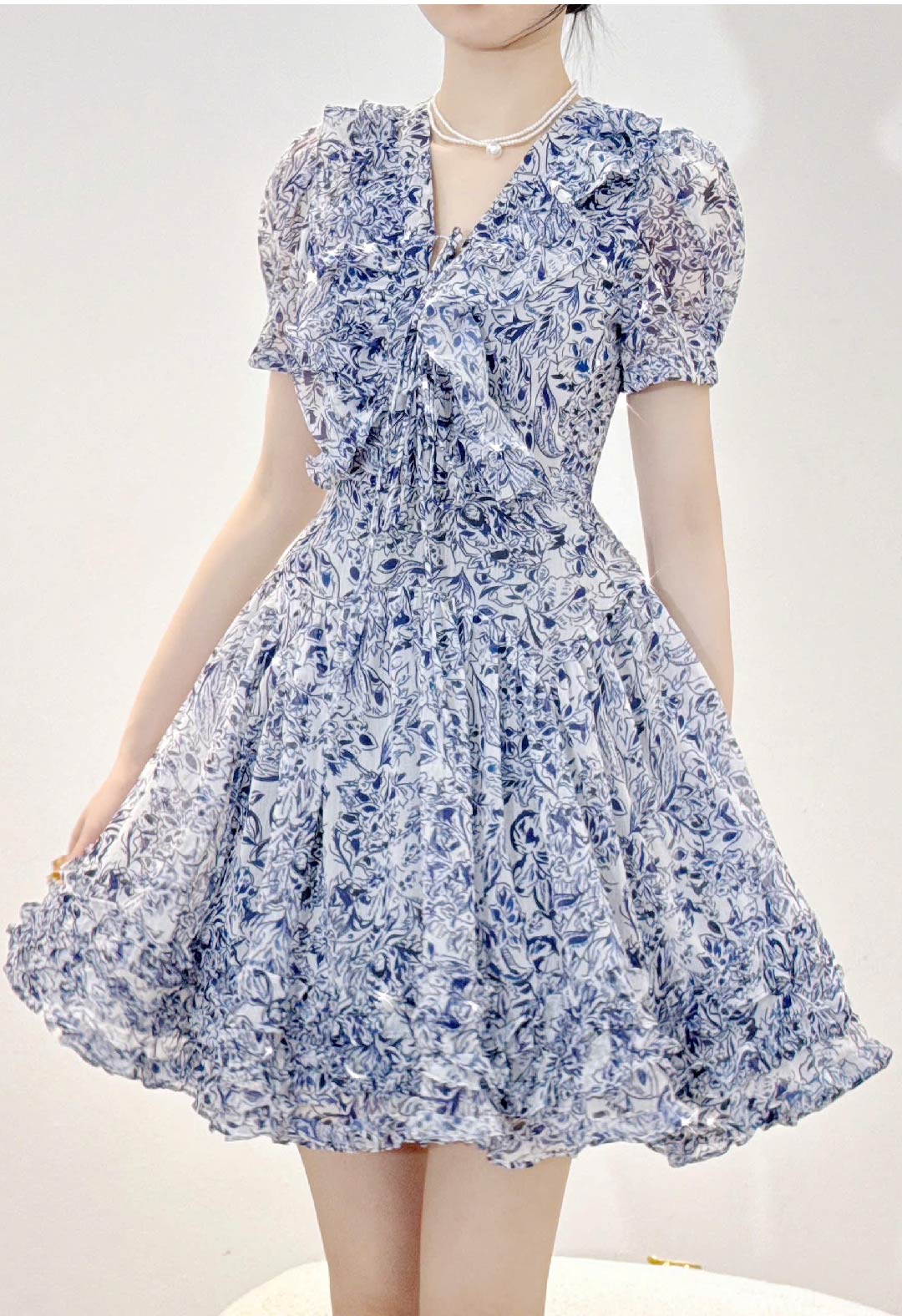 Floral Whisper Chiffon Dress V5873