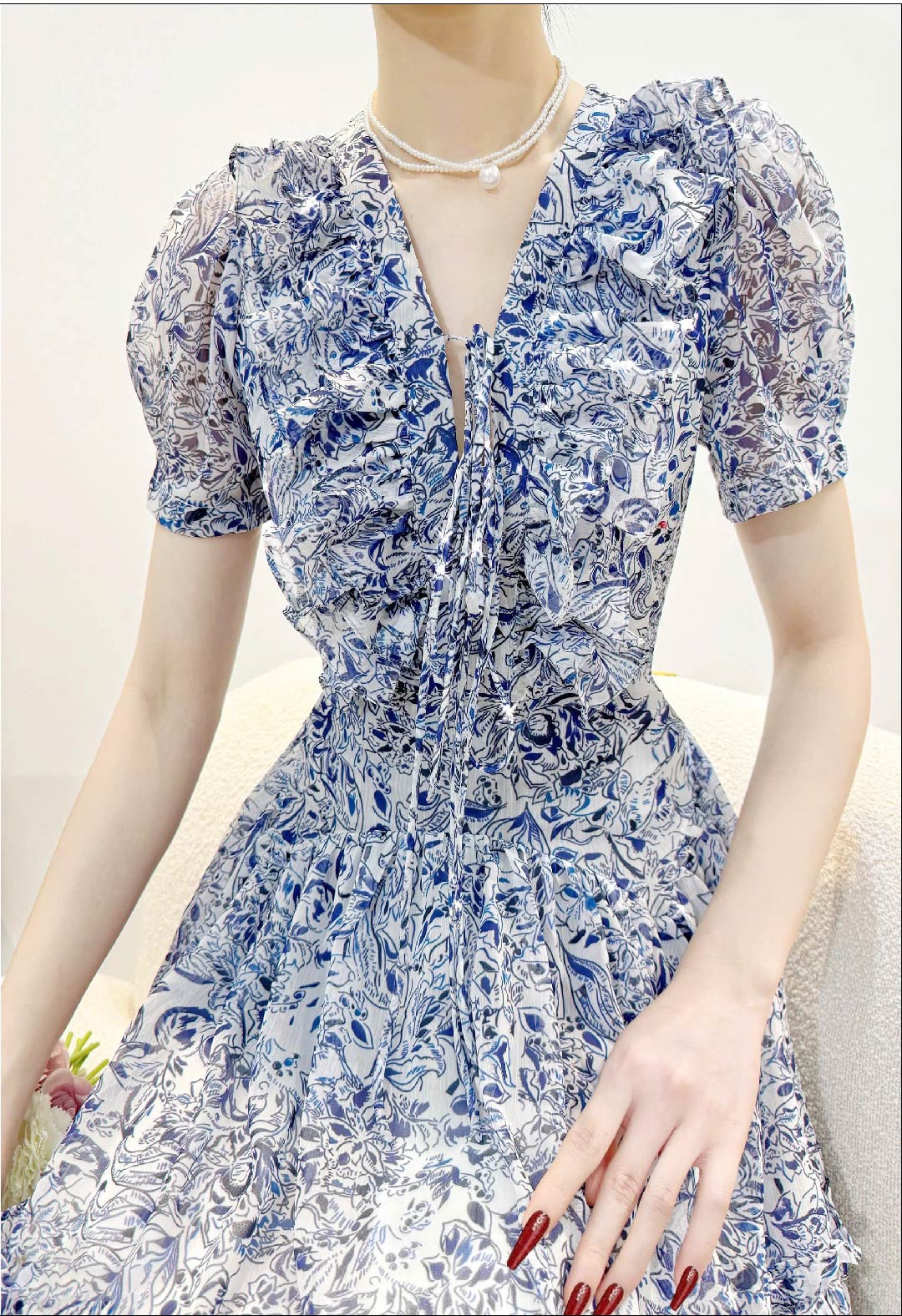 Floral Whisper Chiffon Dress V5873