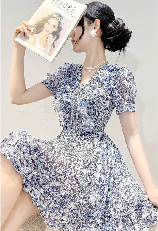 Floral Whisper Chiffon Dress V5873